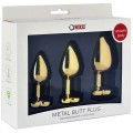 NOXXX Kalp Mücevherli Çelik Gold Anal Plug 3’lü Set 2