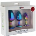 NOXXX Parlak Çok Renkli Taşlı Çelik Anal Plug 3’lü Set 2