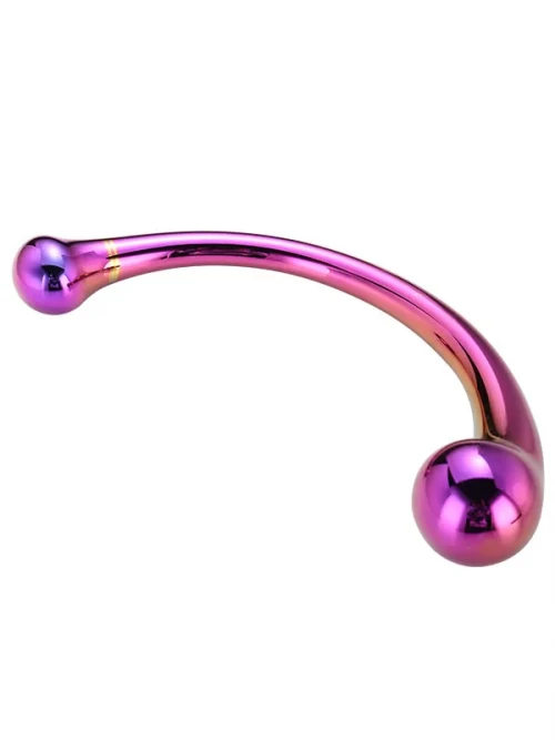 Glamaur Çift Başlı Lüx Kavisli Cam Dildo 3