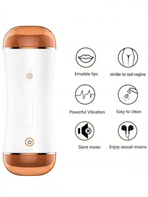 FoxShow S2 Titreşimli Şarjlı Vajinal ve Oral Çift Taraflı Mastürbatör Ek Resim