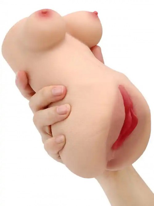 Anal ve Vajinal Çift Girişli Göğüslü Mastürbatör 2