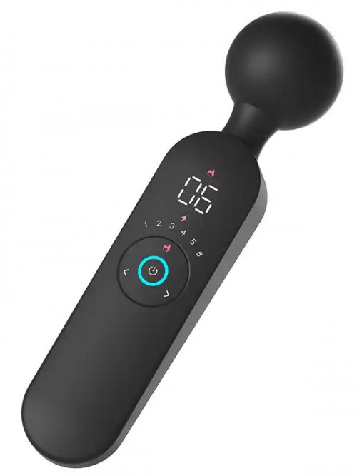 LCD Ekranlı Isıtmalı Şarjlı 12 Titreşim Modlu Wand Vibratör 22 cm 3