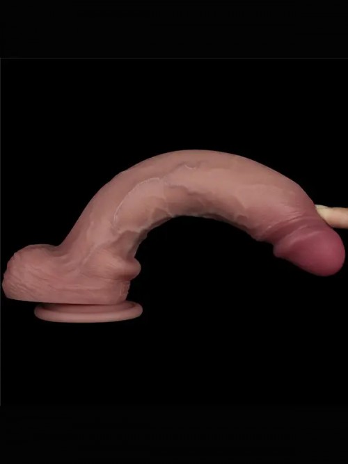 Lovetoy 10″ Vibrating Sliding Skin Pro II Silicone Dong 25cm Ek Resim