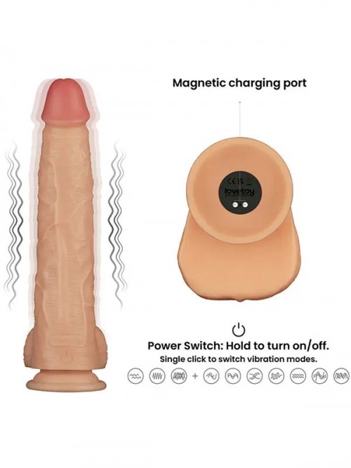 Lovetoy 11” Vibrating Power Basics Cock Titreşimli Şarjlı Dildo 28cm 4