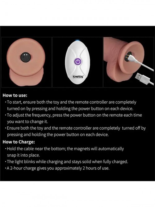 Lovetoy 8.5″ Vibrating Sliding Skin Pro II Silicone Dong 21.5cm Ek Resim