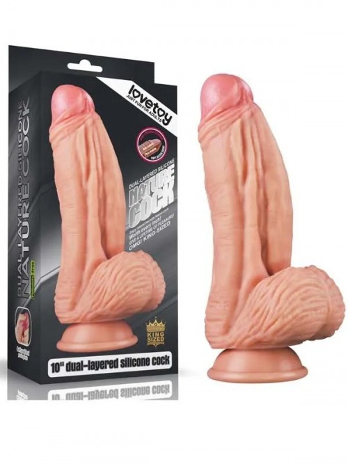 Lovetoy Çift Katmanlı Platinyum Silikon Monster Dildo 25 cm Ten Ek Resim