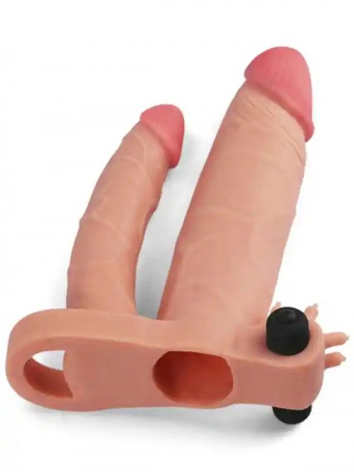 LoveToy Pleasure X Tender İkili Titreşimli Realistik Penis Kılıfı 2.5 cm Uzatmalı 4