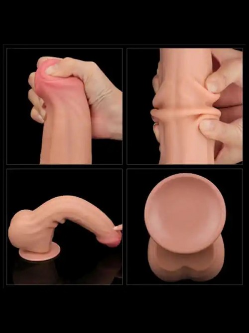LoveToy Sliding Skin Dual Layer Çift Katmanlı Dildo 29 cm 5
