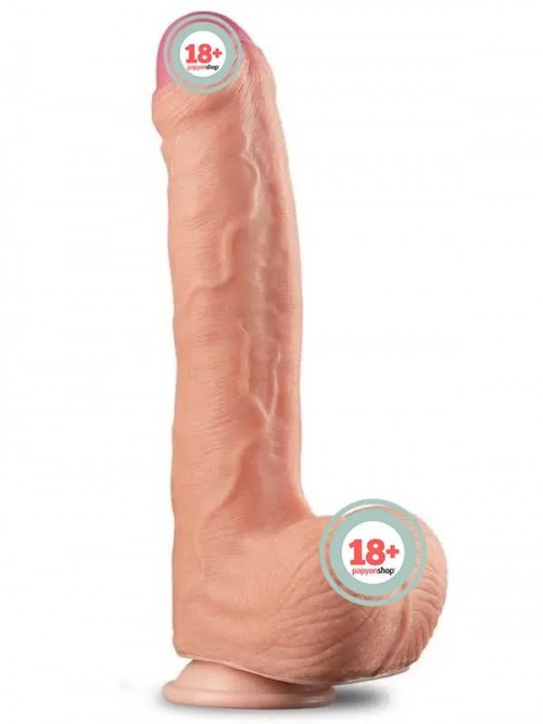 LoveToy Çift Katmanlı Platinyum Silikon Realistik Dildo 28 cm 1