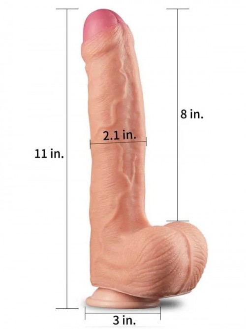 LoveToy Çift Katmanlı Platinyum Silikon Realistik Dildo 28 cm 4