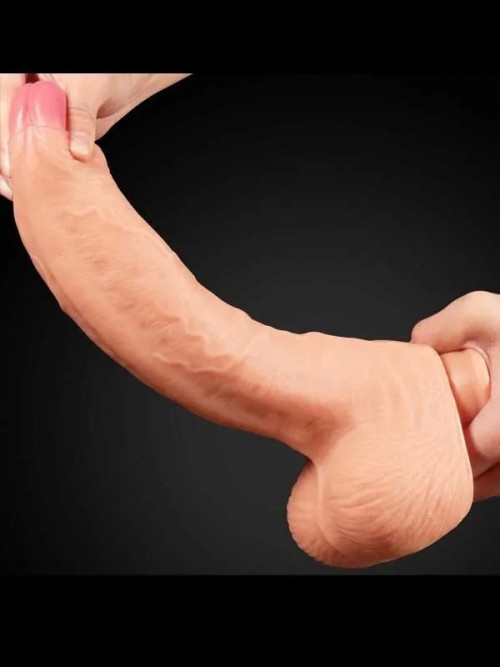 LoveToy Çift Katmanlı Platinyum Silikon Realistik Dildo 28 cm Ek Resim