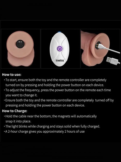 Lovetoy 10″ Vibrating Sliding Skin Pro II Silicone Dong 25cm 6