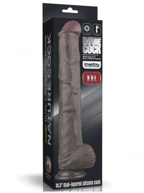 Lovetoy 14.5” Dual Layered Bendable Silicone Cock XXL Dildo 37.5cm Ek Resim