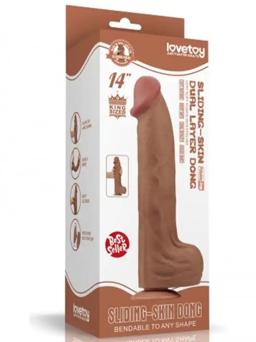 LoveToy 14” Sliding Skin Dual Layer Çift Katmanlı Dev Dildo 36 cm Ek Resim