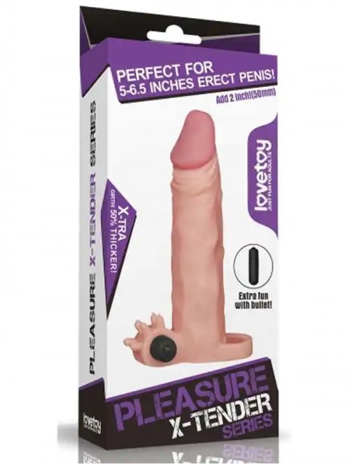 LoveToy Pleasure X Tender Titreşimli Realistik Penis Kılıfı 4 cm Uzatmalı 6