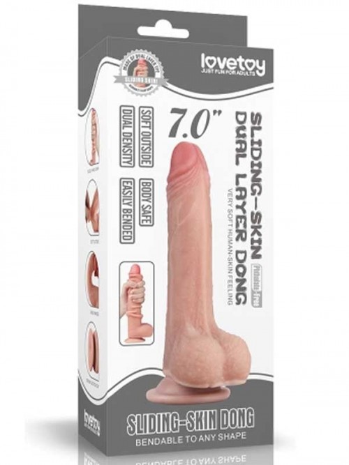 LoveToy Sliding Çift Katmanlı Realistik Dildo 17.5 cm 6