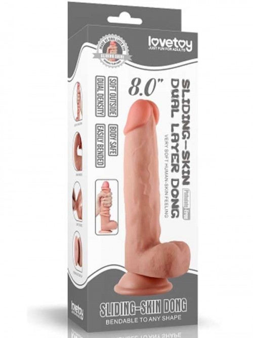 LoveToy Sliding Çift Katmanlı Realistik Dildo 20 cm Ek Resim