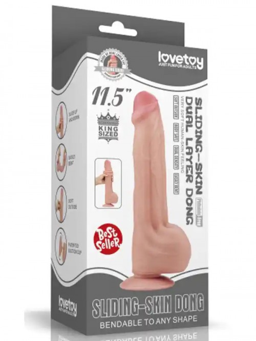 LoveToy Sliding Skin Dual Layer Çift Katmanlı Dildo 29 cm Ek Resim