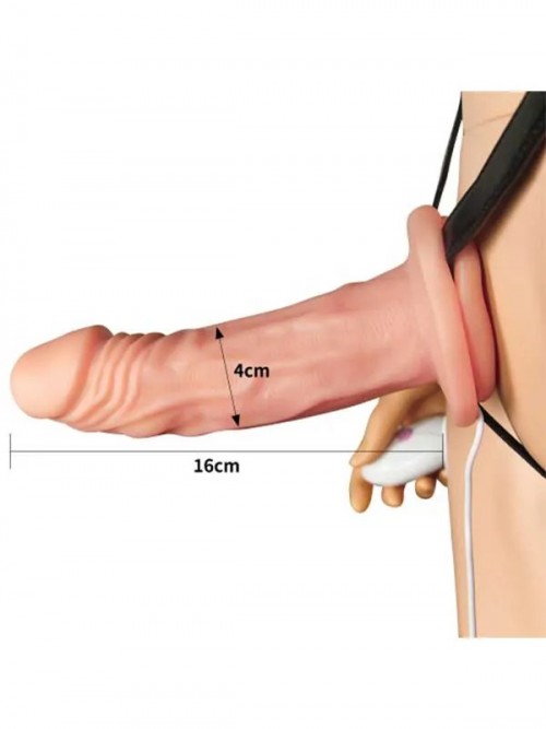 Unisex İçi Boş Belden Bağlamalı Titreşimli Penis 16.5 cm 3
