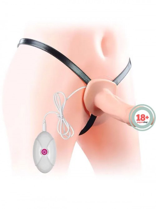 Unisex İçi Boş Belden Bağlamalı Titreşimli Penis 16.5 cm