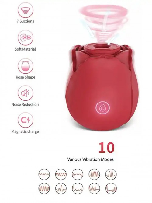 NOXXX Rose Kadınlar için Titreşimli Vakumlu Klitoral Gül Vibratör Ek Resim