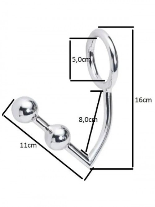 Stainless Steel Penis Halkalı Anal Plug Çift Boğumlu 3