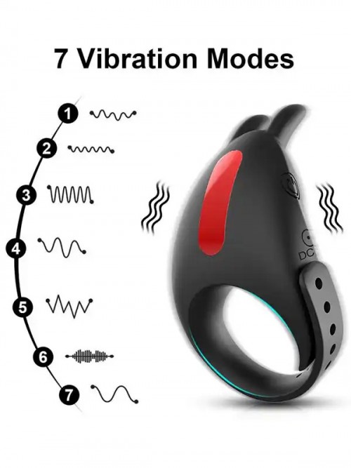 Boyutu Ayarlanabilir 7 Fonksiyonlu Şarjlı Penis Halkası Ek Resim