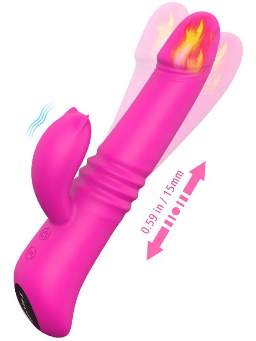 Isıtmalı İleri Geri ve Dönme Hareketli Şarjlı Tavşan Vibratör 22 cm 2