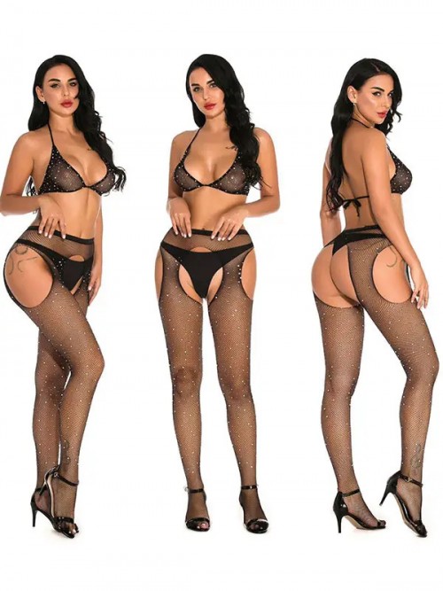 NOXXX Jartiyer Askılı Taşlı Seksi Çorap 3