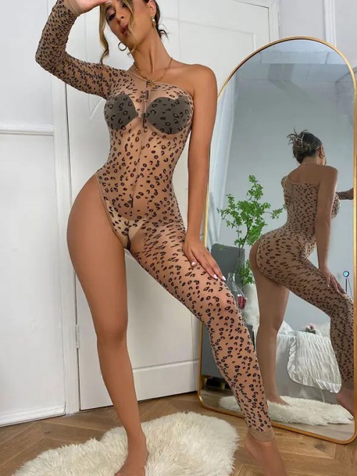 NOXXX Leopar Desenli Yarım Vücut Çorabı Ek Resim