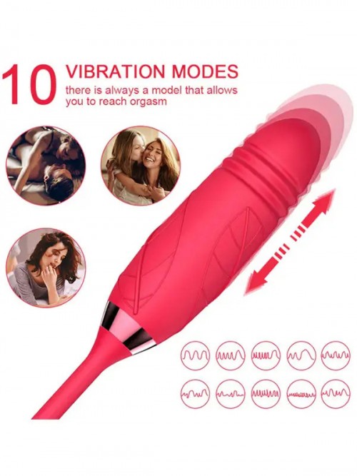 NOXXX Şarjlı Titreşimli İtme Hareketli Rose Sucking Vibratör 5