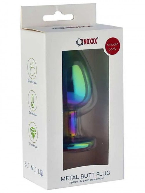 NOXXX Parlak Çok Renkli Büyük Boy Taşlı Çelik Anal Plug 2