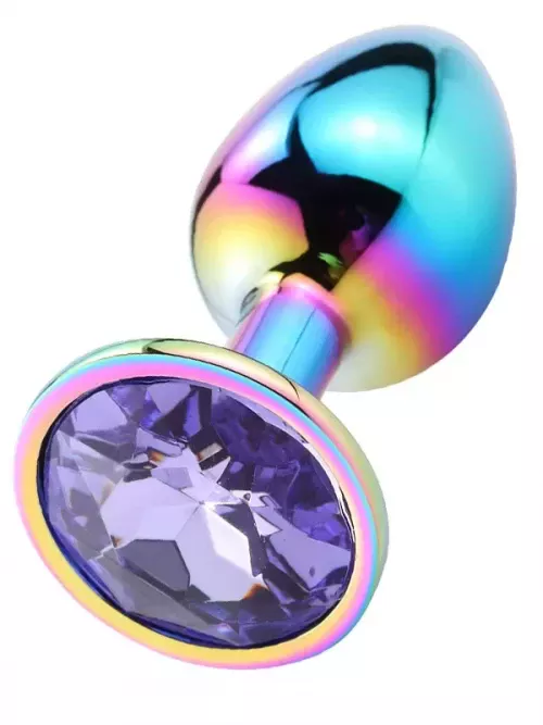 NOXXX Parlak Çok Renkli Büyük Boy Taşlı Çelik Anal Plug