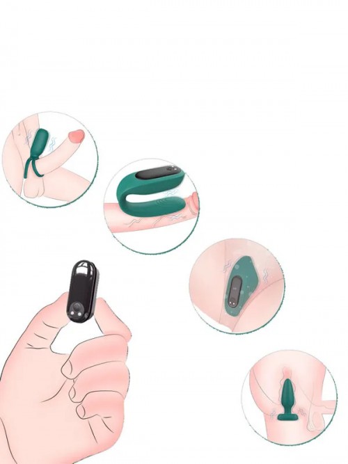 Çiftler İçin Titreşimli Uzaktan Kumandalı Şarjlı Aşk Seti 3