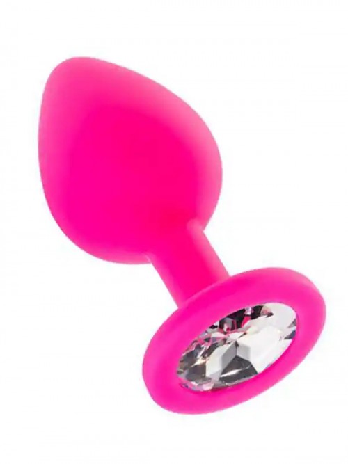 Silikon Taşlı Anal Plug Medium Pembe 2