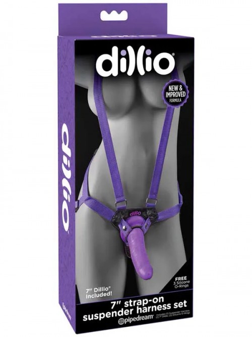 Pipedream Dillio 7″ Strap on Suspender Harness Set Mor 6