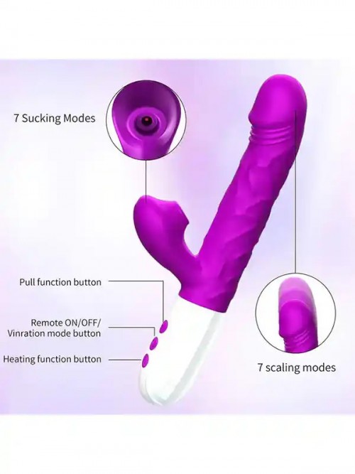 İleri Geri Hareketli Isıtmalı Emme Modlu Şarjlı Rabbit Vibratör Ek Resim