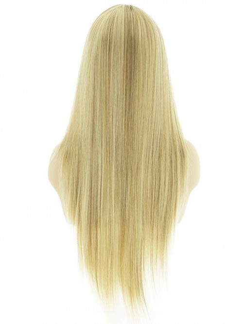 Uzun Düz Kahküllü Röfleli Sarı Peruk 2