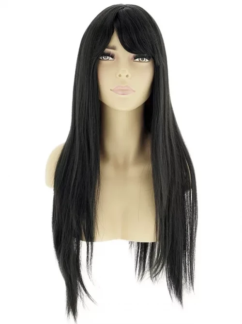 Uzun Düz Kahküllü Siyah Peruk