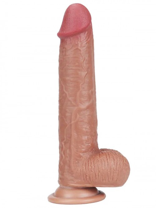 Real Skin 8″ Çift Katmanlı Kayan Derili Gerçekçi Melez Penis 20 cm 2