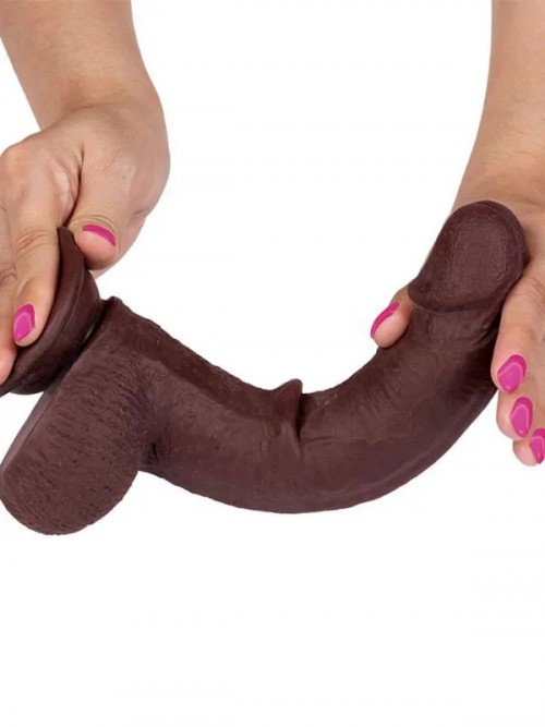 Real Skin 8″ Çift Katmanlı Kayan Derili Gerçekçi Siyah Penis 20 cm 4
