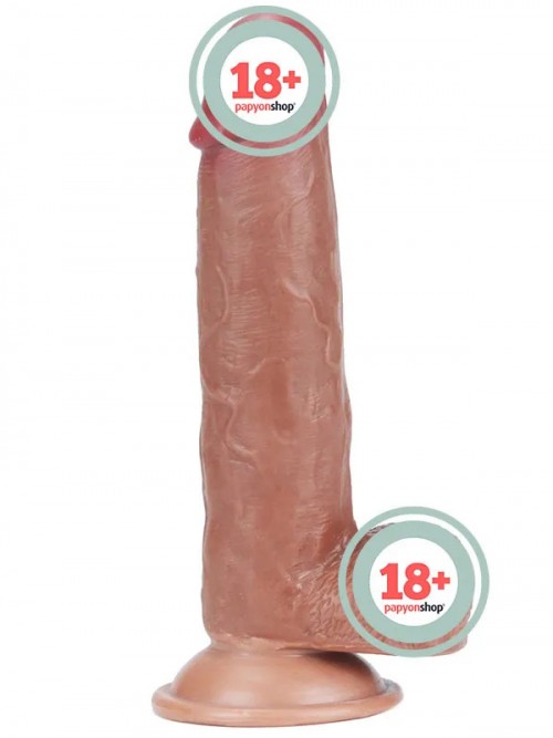 Real Skin 7.5″ Çift Katmanlı Kayan Derili Gerçekçi Melez Penis 19 cm